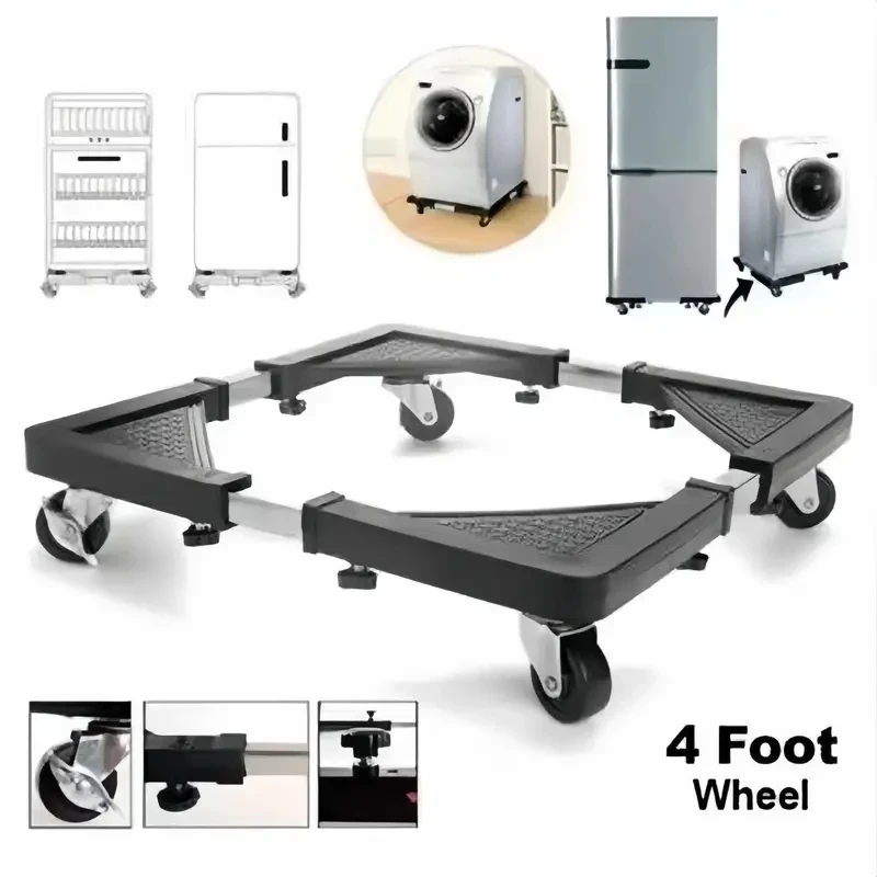 Heavy Duty Washing Machine & Fridge Stand | 4 Wheel Movable Furniture Trolley (Lock System)