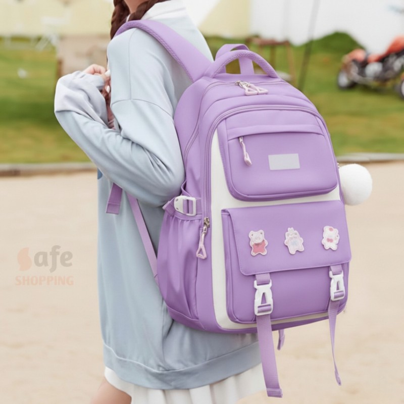 Premium Purple Large Capacity School Backpack for High School & College Students (Oxford Fabric | Lightweight & Comfortable)