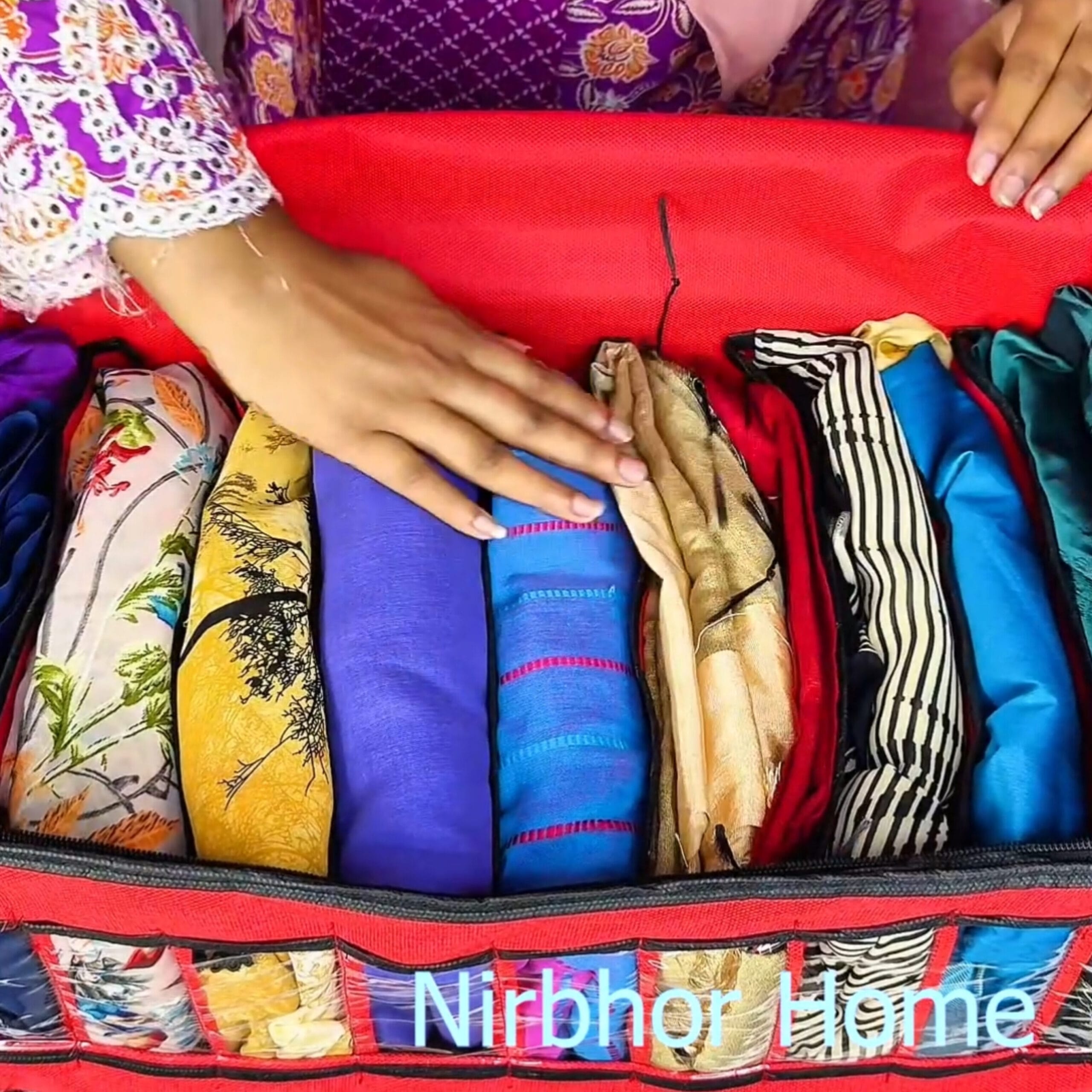 (১ পিস) Transparence Full Cover Cloth Organizer Box – 9 Grid Clothes Storage Organizer - Image 3