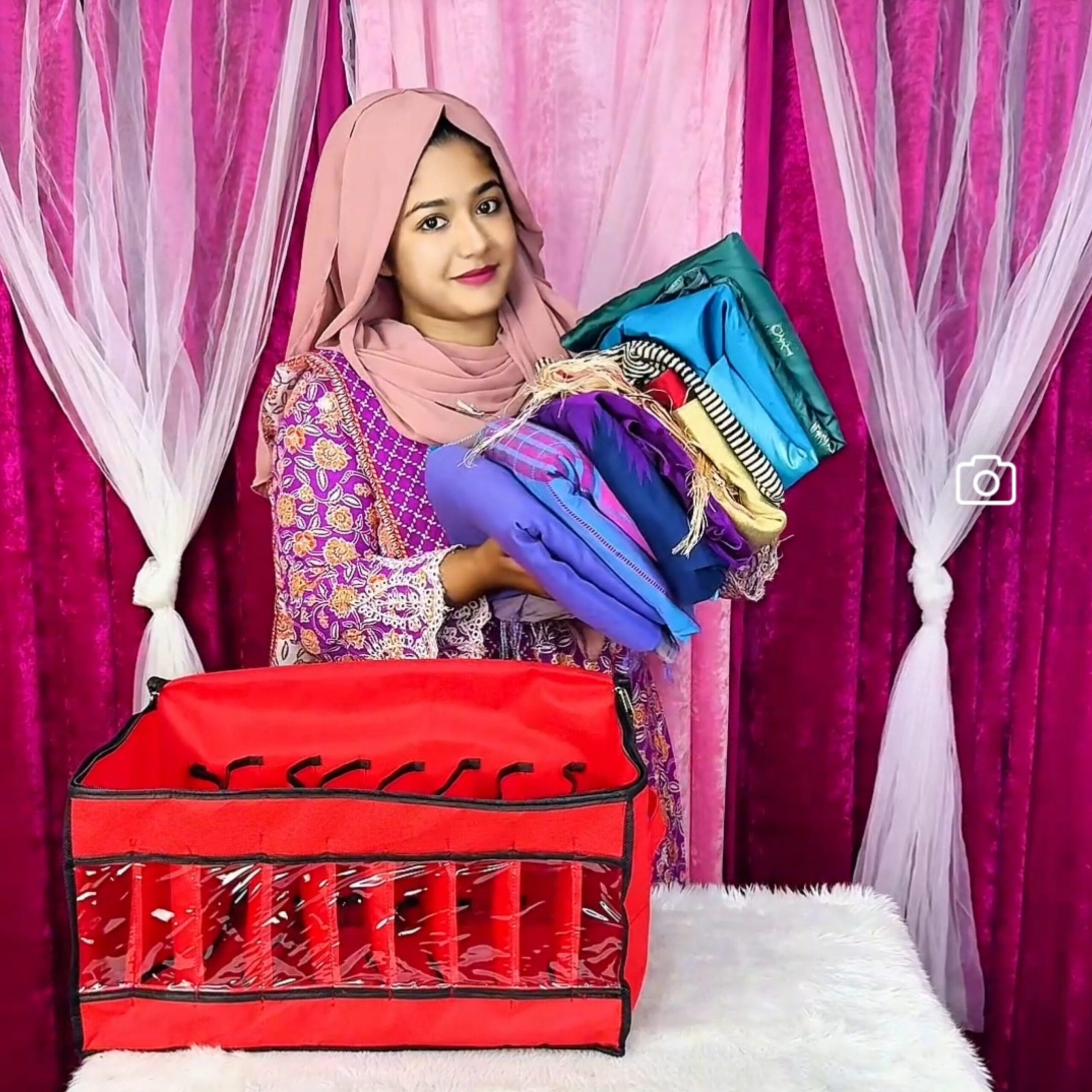(১ পিস) Transparence Full Cover Cloth Organizer Box – 9 Grid Clothes Storage Organizer - Image 2