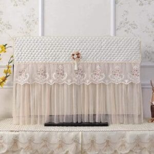 (Off-White) High-Quality Dustproof TV Cover – Premium Polyester Protection