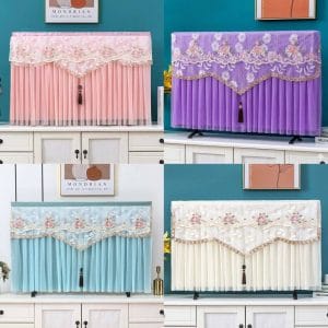 Premium Lace TV Cover – Imported | Embroidery & Dustproof